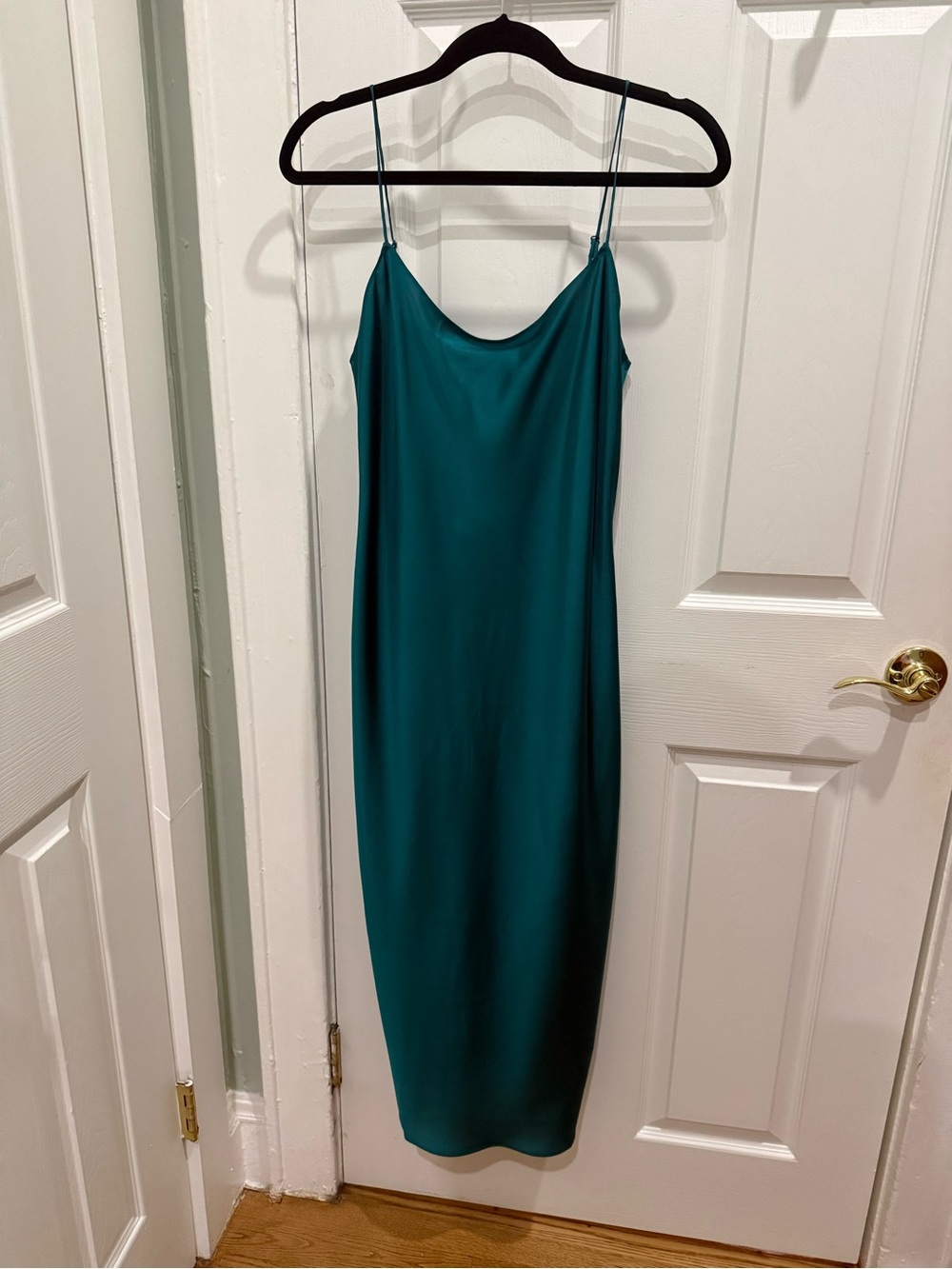 NWT J Crew Satin Slip Midi Dress Emerald Green